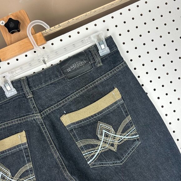 Urban Label Y2K Wide Leg Denim Jeans‎ 38x30 Stitched Blue Streetwear Skate Baggy - Picture 3 of 7